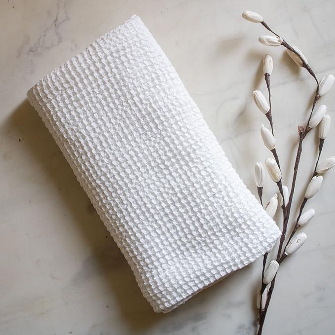 Waffle Weave Bath Towel|Cotton Lightweight & Highly Absorbent|Gym Towel|Soft Touch, Quick Dry Towels For Bath Large Size|Ideal For Travel|Pearl White|